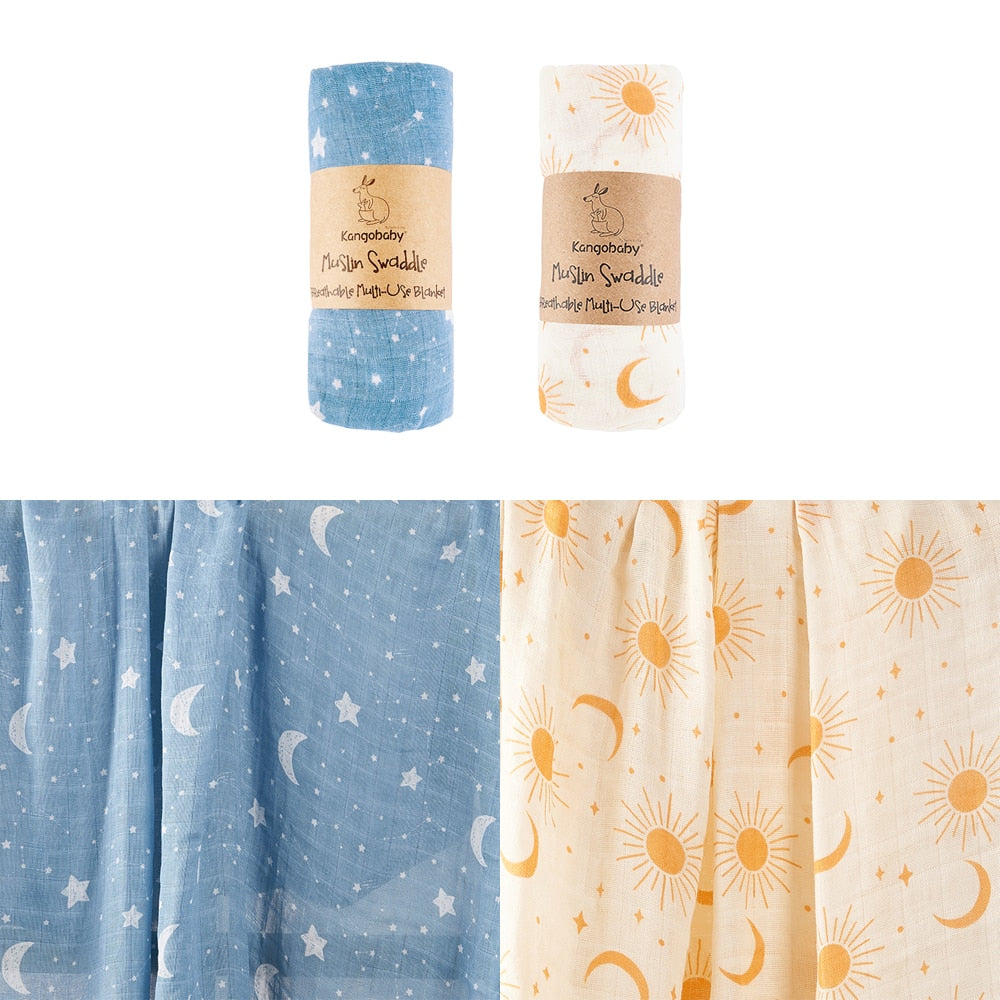 2 Pieces Pack Muslin Cotton Baby Swaddles/Blankets childrensterritory