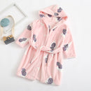 Kids Cartoon Printed Hooded Flannel Bathrobe childrensterritory