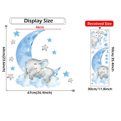 Elephant Sleeping on Moon Wall Decals for Baby Room childrensterritory