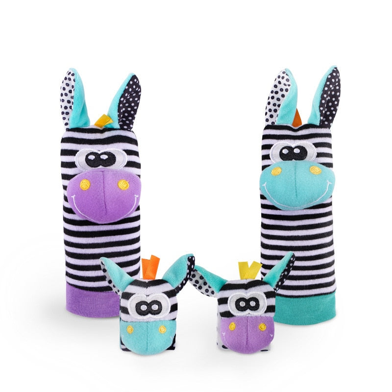 Baby Wrist Rattles and Foot Finder Socks 4PCS/SET childrensterritory