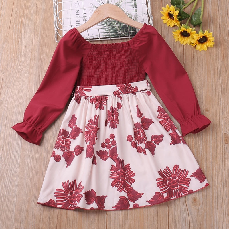 Long Sleeve Flower Princess Dress for Kids Girls childrensterritory
