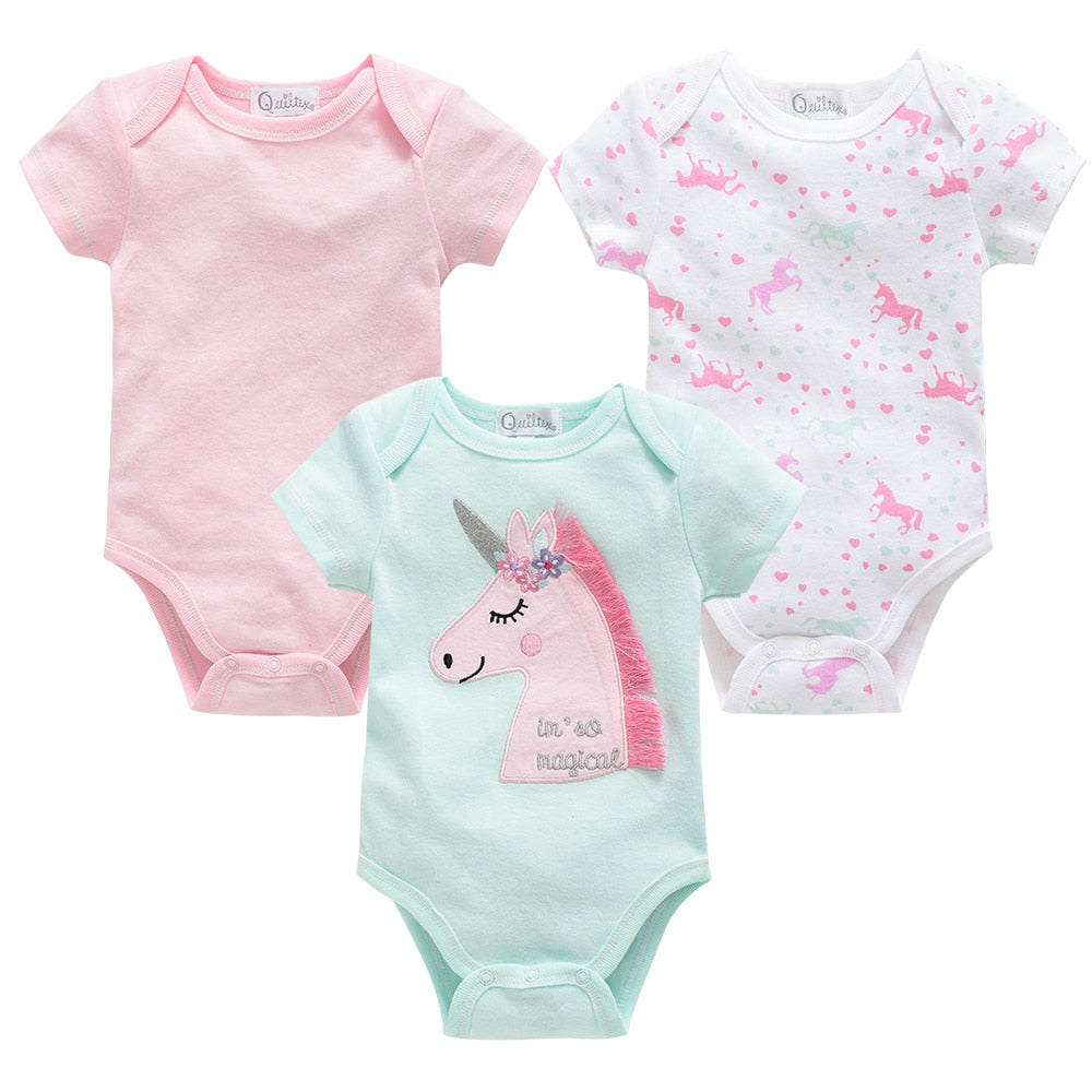 Cotton Short Sleeve Baby Unisex Cartoon Bodysuits childrensterritory