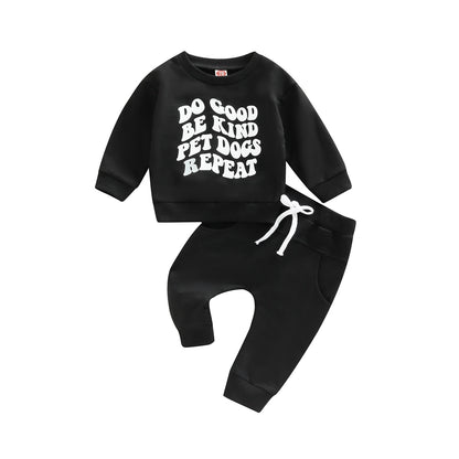 Infant Boys 2Pcs Letter Print Sweatshirts &amp; Pant Set childrensterritory
