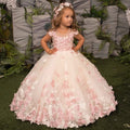 Girls' Embroidery Lacing Pearls Corset Layered Party Dress childrensterritory