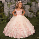 Girls' Embroidery Lacing Pearls Corset Layered Party Dress childrensterritory