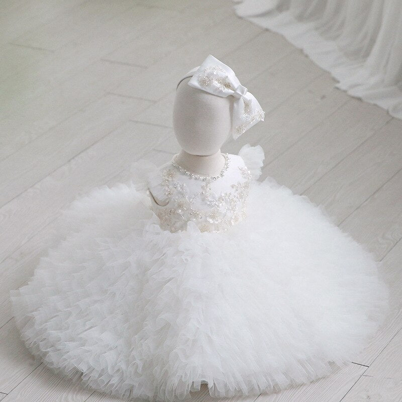 Baby/Kid Girl White Tulle Birthday Dress/Gown childrensterritory
