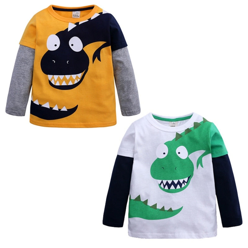 Cartoon Dinosaur Print Kids Boys Casual T-shirts/Tops childrensterritory