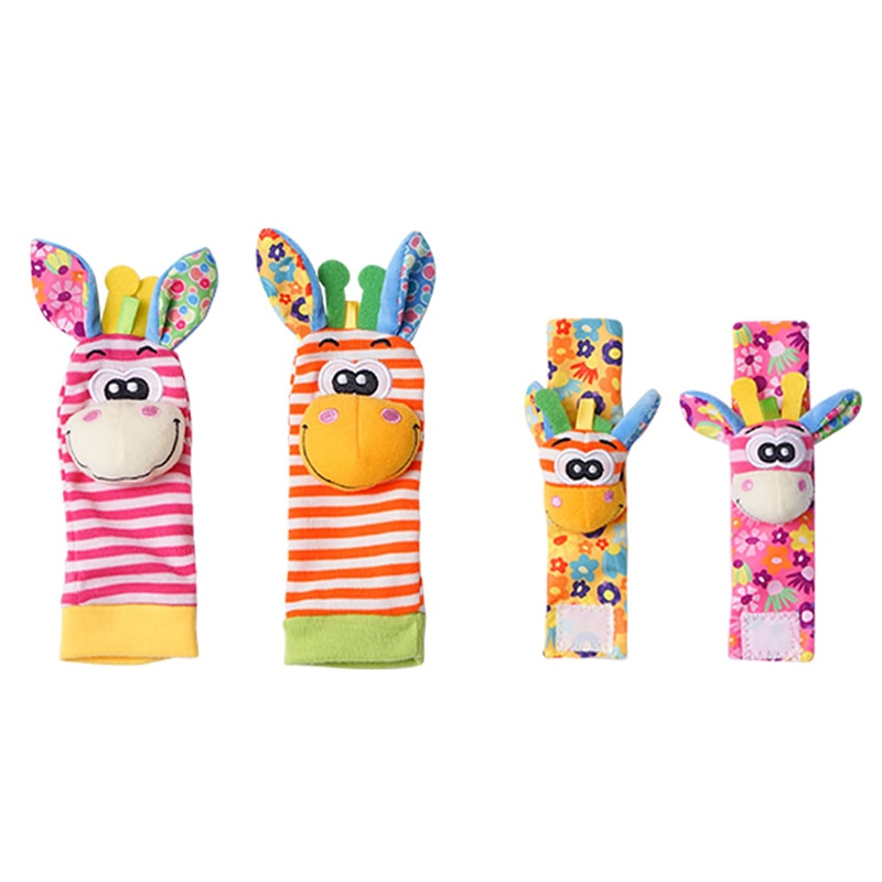 Baby Wrist Rattles and Foot Finder Socks 4PCS/SET childrensterritory