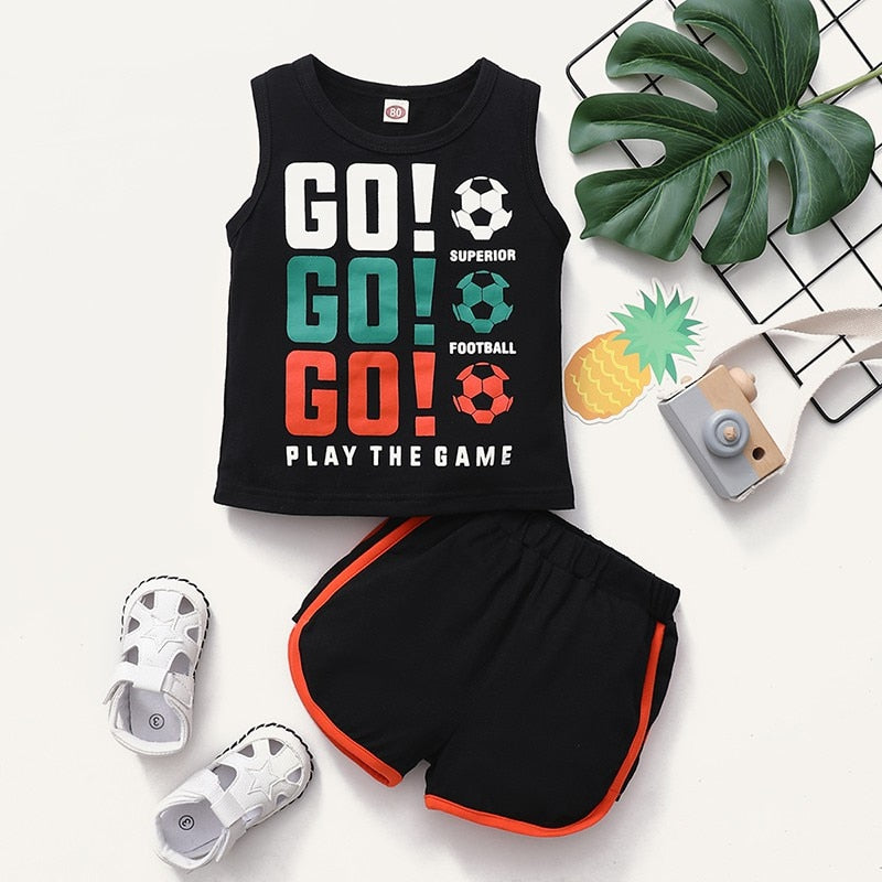 Infant Boy Sport Style Letters Football Print Outfit Set childrensterritory