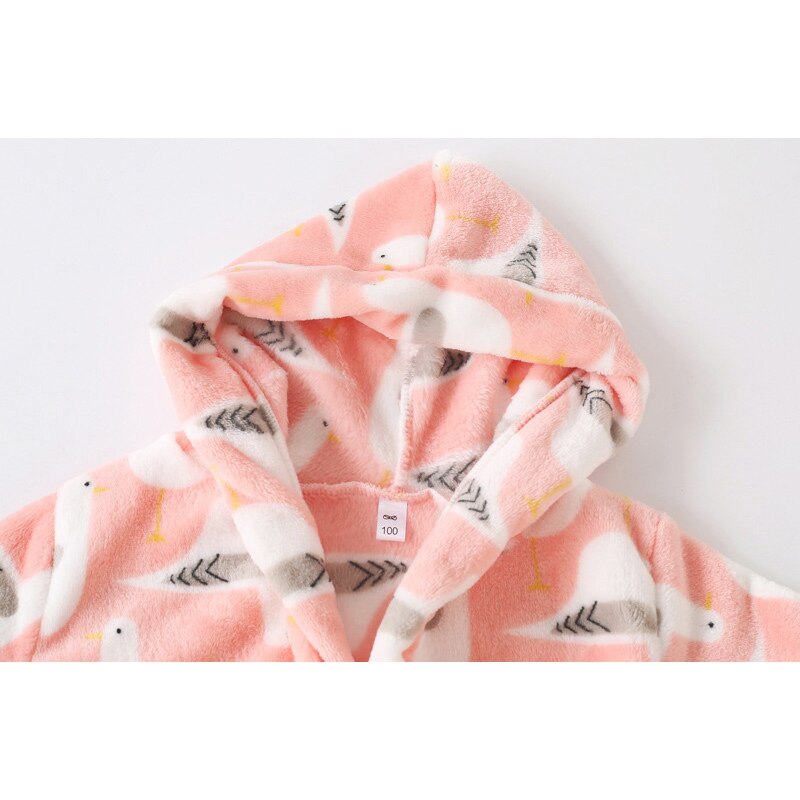 Kids Cartoon Printed Hooded Flannel Bathrobe childrensterritory
