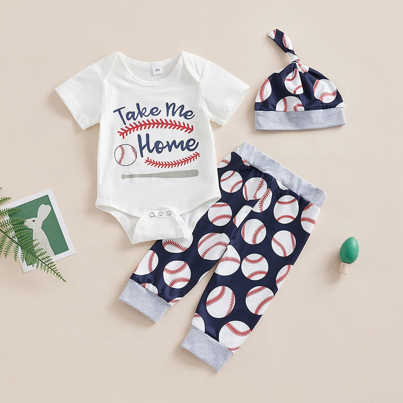Newborn Baby 3Pcs Letter Print Summer Outfit Set childrensterritory