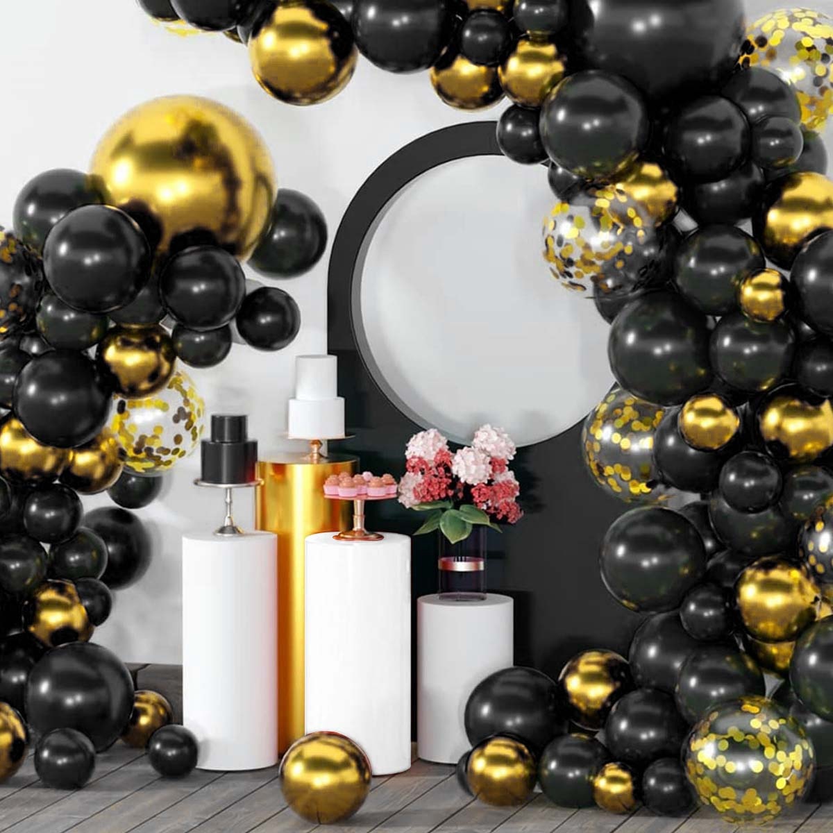 Party Decoration Black Gold Balloon Garland Arch childrensterritory