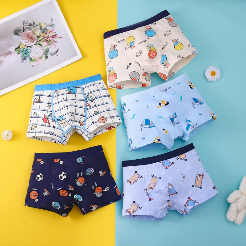 Kids Boys Cartoon Print Cotton Briefs/Panties childrensterritory