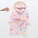 Kids Cartoon Printed Hooded Flannel Bathrobe childrensterritory