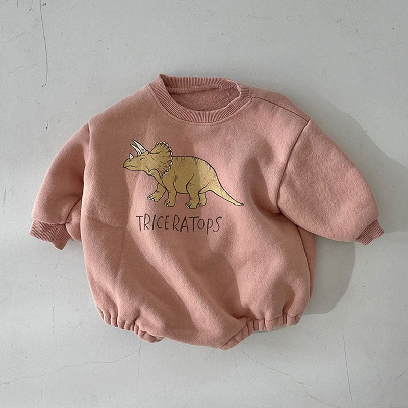 Dinosaur Print Baby Fleece Bodysuits | One-piece childrensterritory