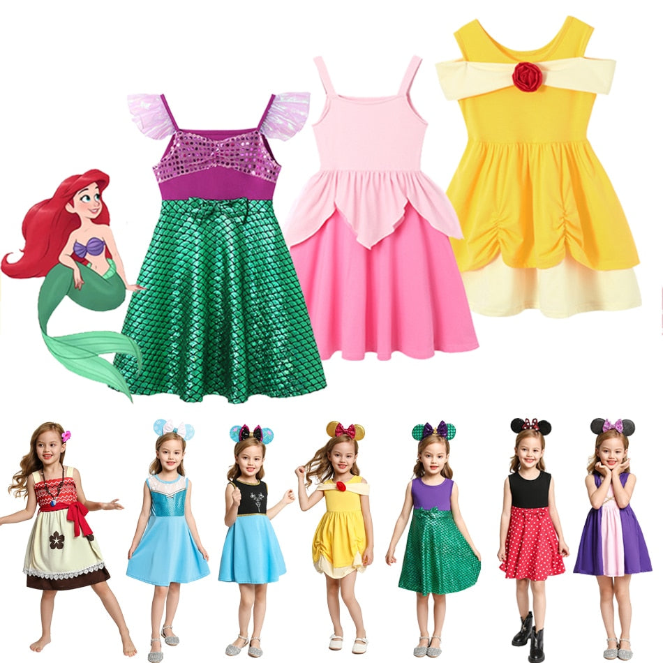 Kids GIrls Disney Princess Birthday Party Costume for Summer childrensterritory