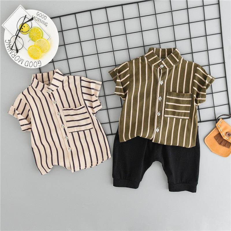 Baby Boys Striped Shirt and Shorts, Casual Outfit Sets childrensterritory