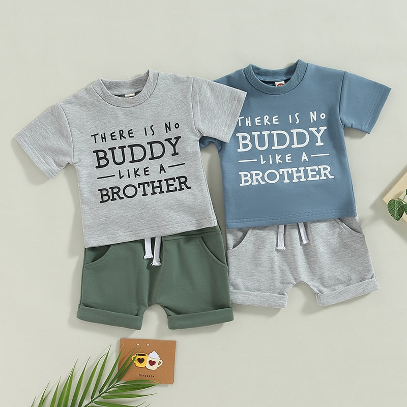 Letters Print Loose Tops Short Pants Baby Boy 2Pcs Outfit childrensterritory
