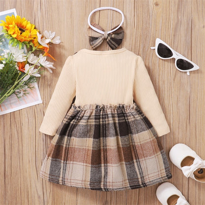 Plaid Print Bow Decor Baby Girls Princess Dress childrensterritory