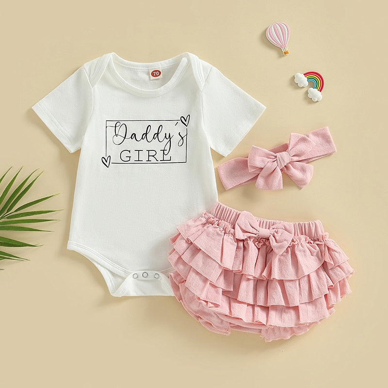 Letter Print Baby Girl 3Pcs Summer Outfit Sets childrensterritory