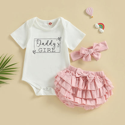 Letter Print Baby Girl 3Pcs Summer Outfit Sets childrensterritory