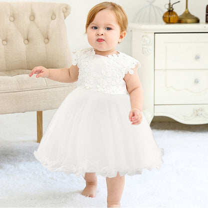 Baby Girl Flower Tulle Laced Baptism Wedding Party Dress childrensterritory