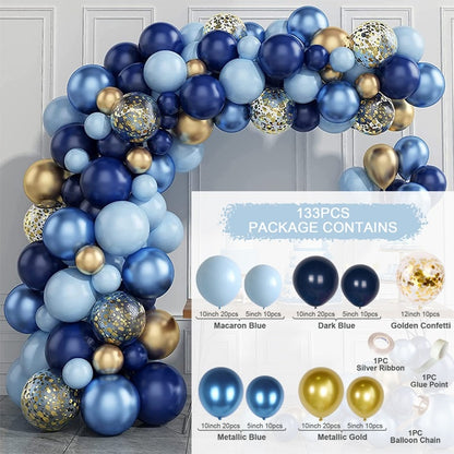 Blue Gold Balloons Garland Kit For Party Decoration childrensterritory
