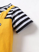 Bear Print Striped Baby Boy Bodysuit with Hat childrensterritory
