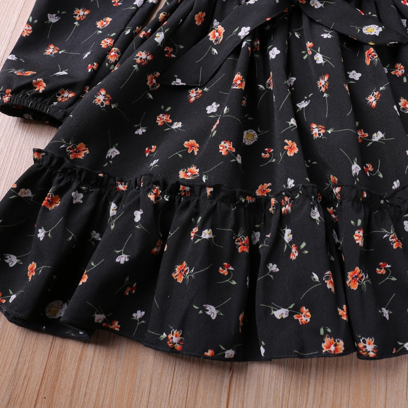 Kids Girls Floral Princess Dress With Bow Belt childrensterritory