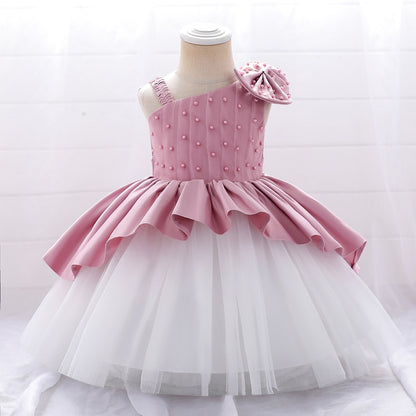 Baby/Kids Girls Bow Beaded Tulle Christening Dress childrensterritory