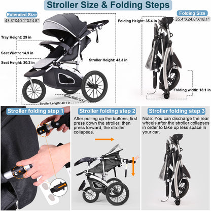 Fold-able &amp; Reversible Jogging Stroller for Baby childrensterritory