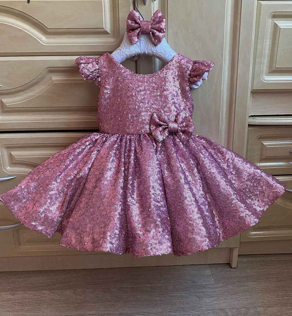 Baby/Kids Girls Glitter Sequined Birthday Party Dress childrensterritory