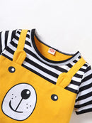 Bear Print Striped Baby Boy Bodysuit with Hat childrensterritory