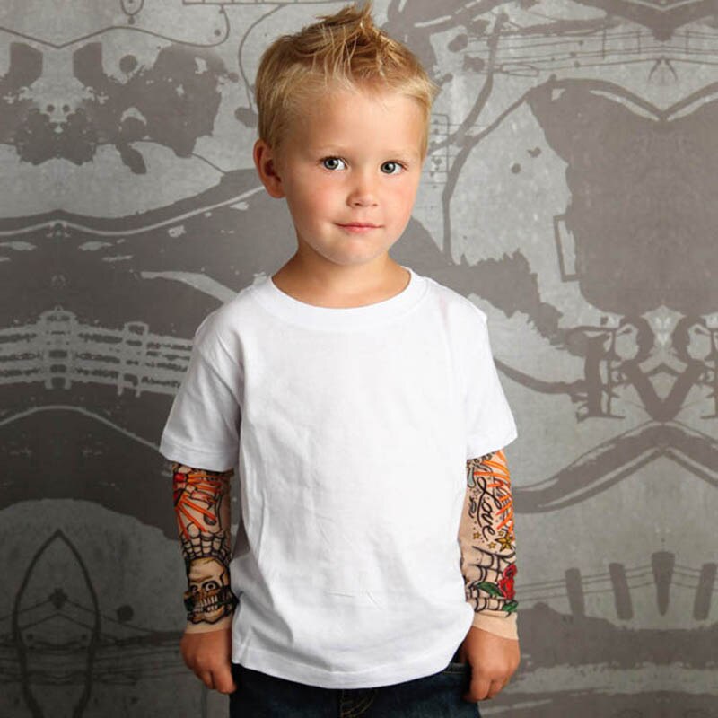 Letter Printed Kids Boys T-shirts with Tattoo Sleeves childrensterritory