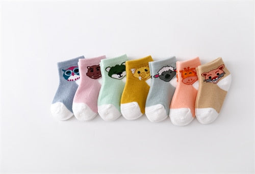 7Pairs/set Casual Cartoon Cotton Socks for Babies childrensterritory