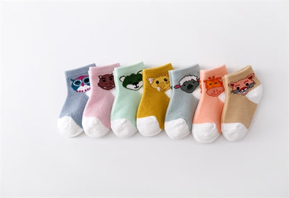 7Pairs/set Casual Cartoon Cotton Socks for Babies childrensterritory