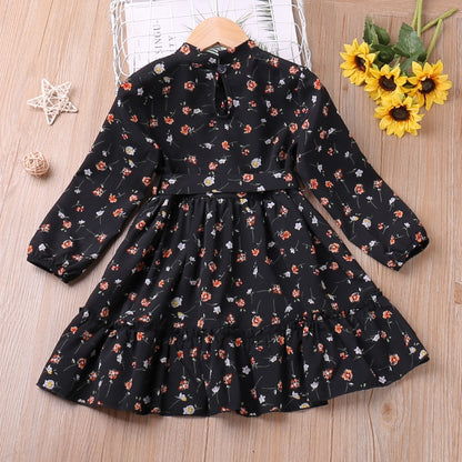 Kids Girls Floral Princess Dress With Bow Belt childrensterritory