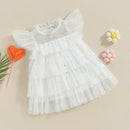 Stars Moon Sequins Kids Girls Ruffles Tulle Dress childrensterritory