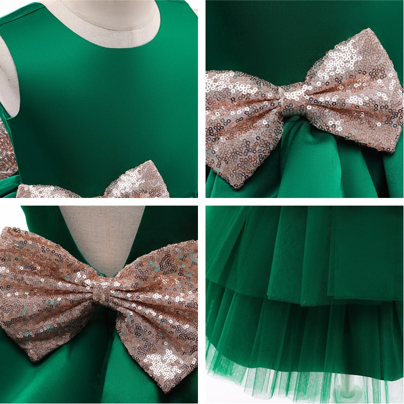 Toddler Girl Big Bow Tutu Baptism/Wedding Party Dress childrensterritory