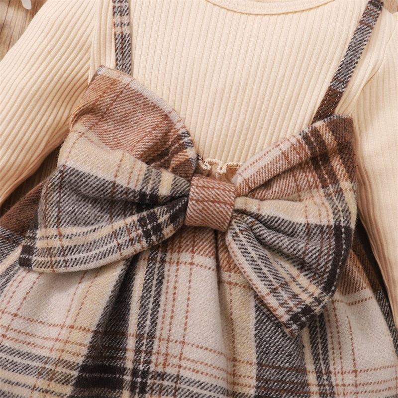 Plaid Print Bow Decor Baby Girls Princess Dress childrensterritory