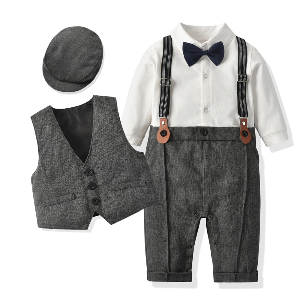 Infant Boy Formal Birthday Outfit With Hat Vest childrensterritory