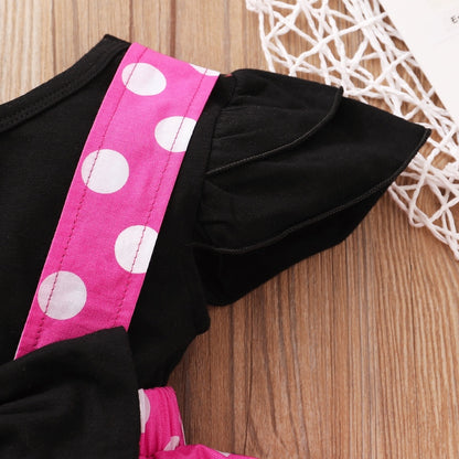Baby Girls Black T-shirt + Polka Dot Skirt Party Outfit childrensterritory