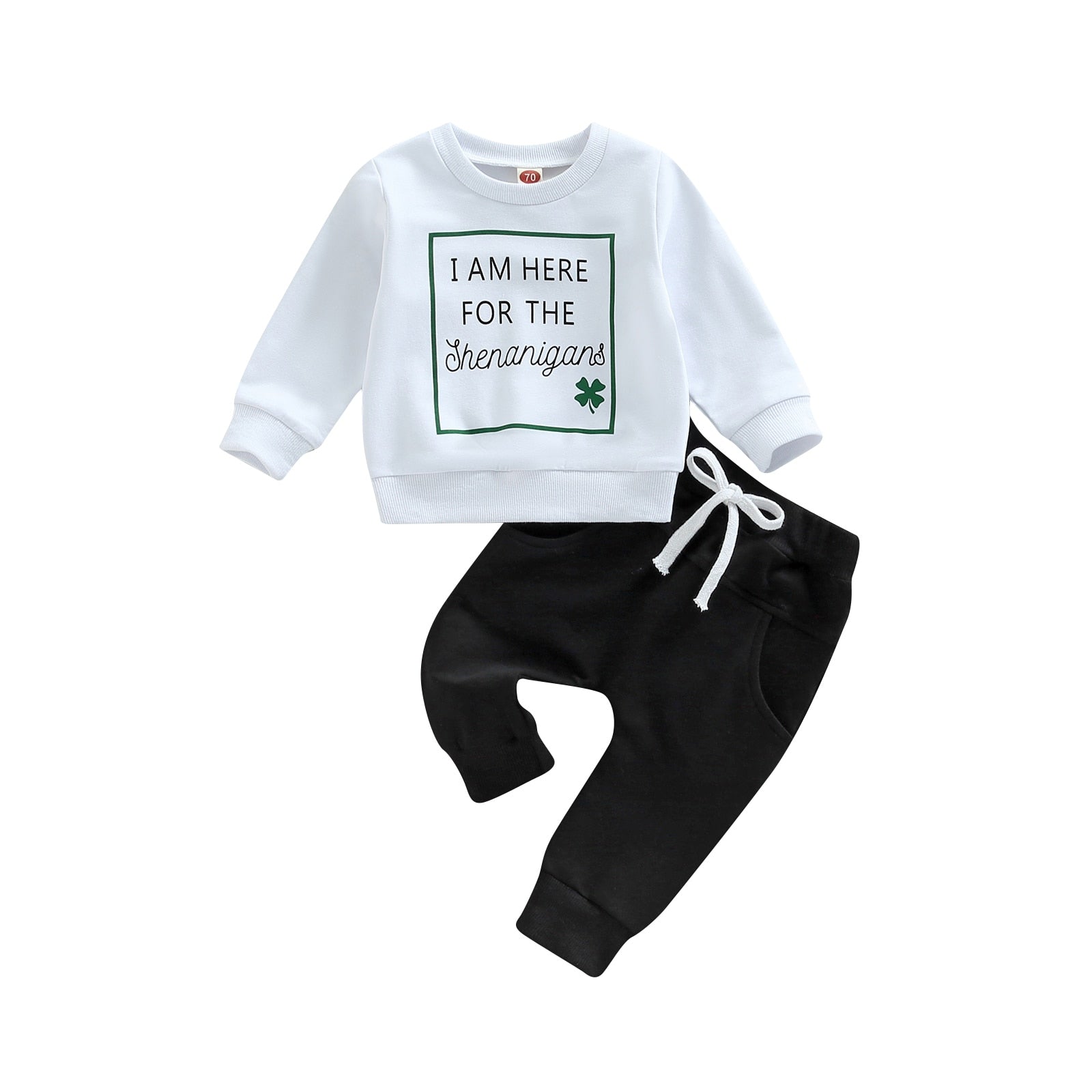 0-3Years Boys Letter Print Pullover &amp; Solid Pant Outfit Set childrensterritory