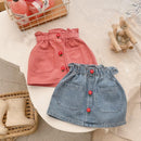 A-Line Flower Button Short Denim Skirt for Kids Girls childrensterritory