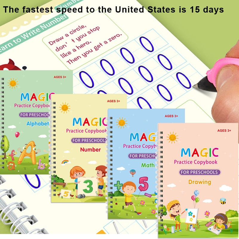 Reusable Writing Practice Set of 4 Magic Copybooks childrensterritory