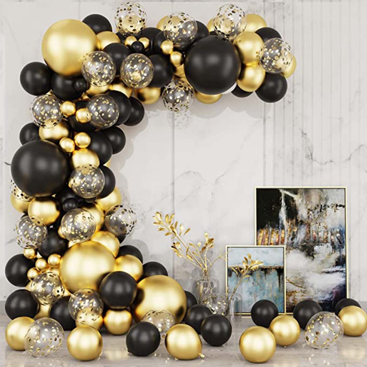 Party Decoration Black Gold Balloon Garland Arch childrensterritory