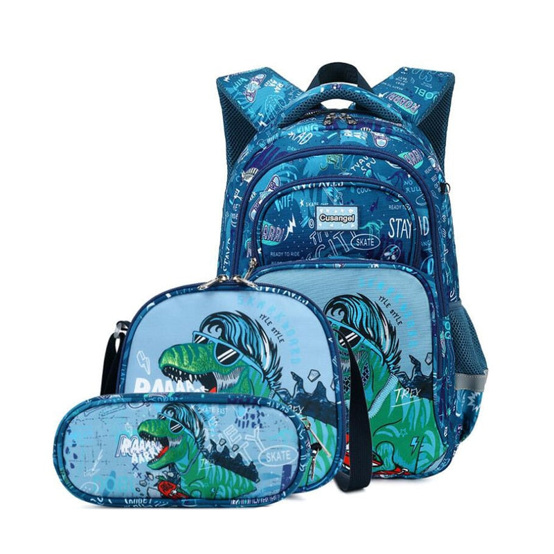 Dinosaur Print Kids Backpack Set with Lunch Box Pencil Case childrensterritory