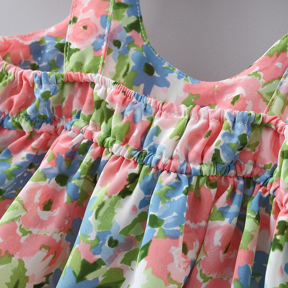 2Pcs/Set Baby Girl Summer Beach Dress + Hat childrensterritory
