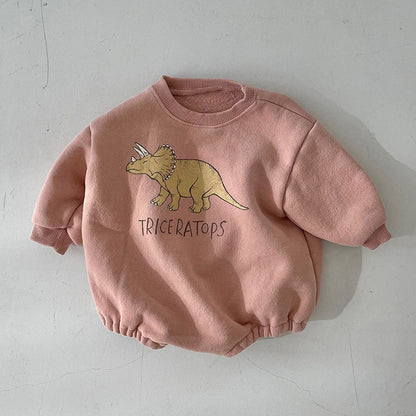 Dinosaur Print Baby Fleece Bodysuits | One-piece childrensterritory