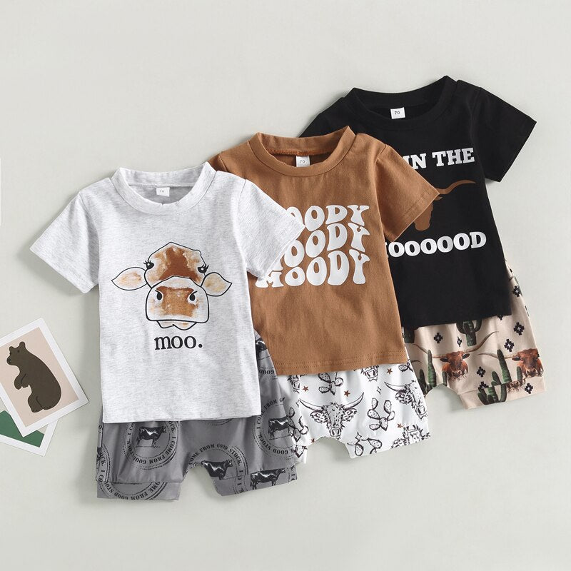 Letter Print Little Boy 2Pcs Western Clothing Set childrensterritory